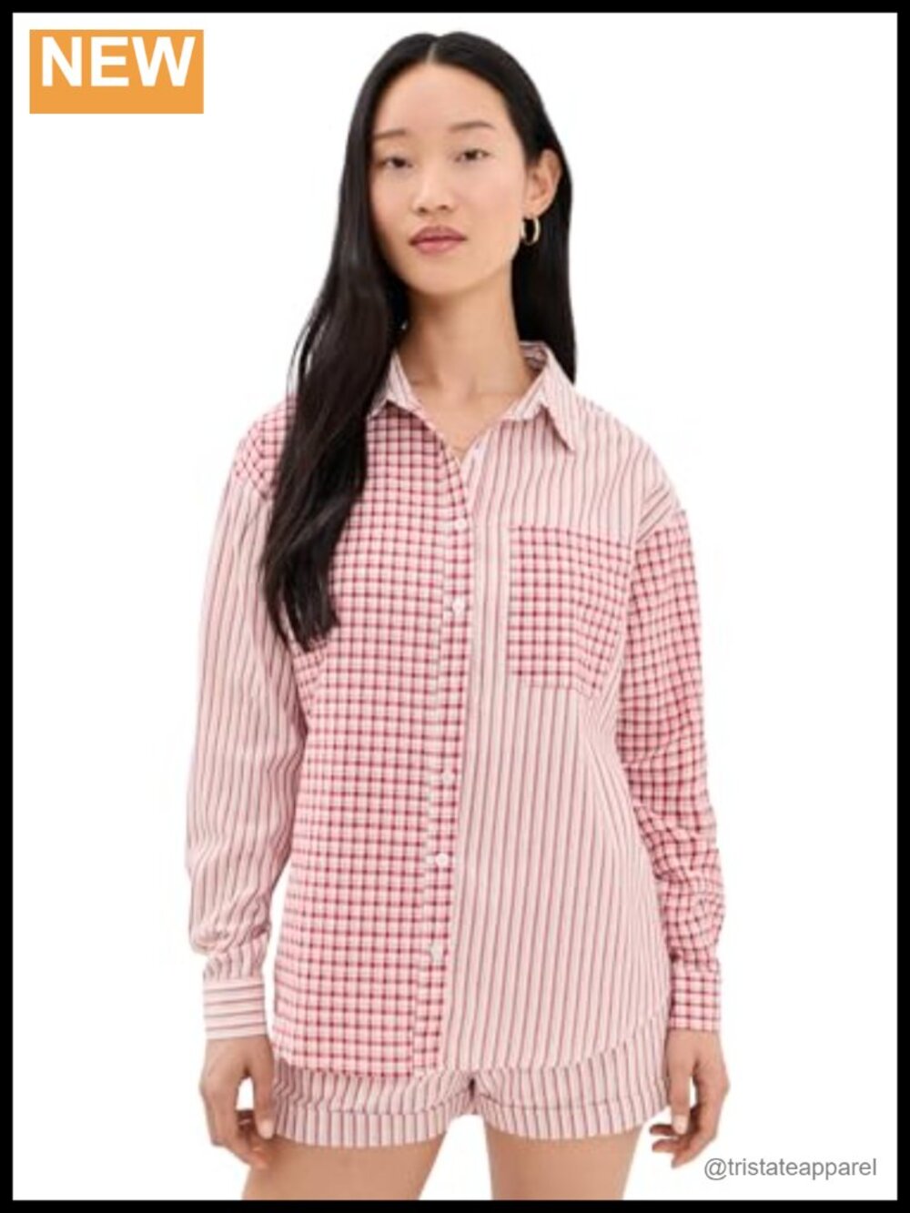 Women's Lightweight Plaid Cotton Blend Button Down Shirt Blouse
